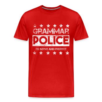 Police grammaire - T-shirt bio Premium Homme - rouge - Devant - Damien (186cm)