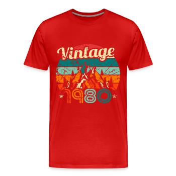 Vintage 1980 Retro 80s Birthday Bday - T-shirt bio Premium Homme - rouge - Devant - Damien (186cm)