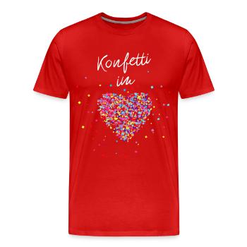 Konfetti im Herzen - Männer Premium Bio T-Shirt - Rot - Vorne - Damien (186cm)