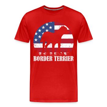Border Terrier American Flag 4th of july Gift - T-shirt bio Premium Homme - rouge - Devant - Damien (186cm)