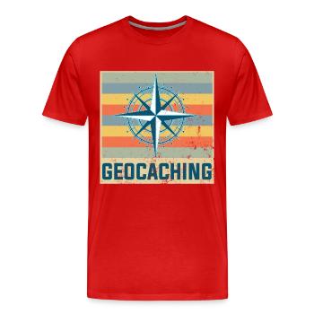 geocaching - Männer Premium Bio T-Shirt - Rot - Vorne - Damien (186cm)