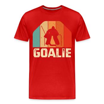 t-shirt vintage de joueur de gardien de but de hockey sur glace - T-shirt bio Premium Homme - rouge - Devant - Damien (186cm)