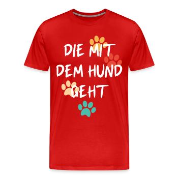 die mit den hunden geht - Männer Premium Bio T-Shirt - Rot - Vorne - Damien (186cm)