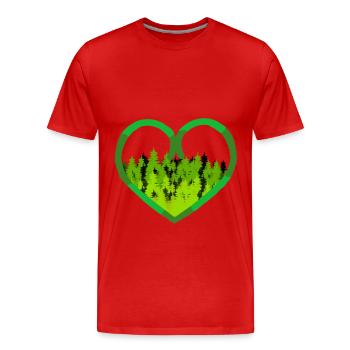Forêt, Cœur, Ami(e), Environnement, Écologie, CO2, Nature - T-shirt bio Premium Homme - rouge - Devant - Damien (186cm)