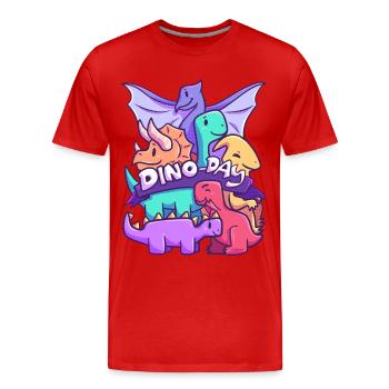 Dinoday dinosaurs family animals children - Men's Premium Organic T-Shirt - red - Front - Damien (186cm)