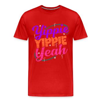 Yippie Yippie Yeah EDM Festival Musique Techno - T-shirt bio Premium Homme - rouge - Devant - Damien (186cm)
