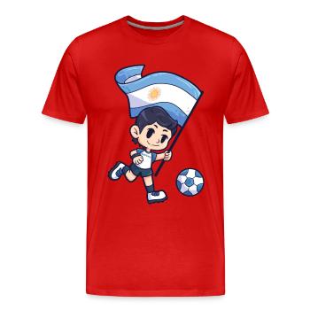 Fußball Argentinien Flagge Junge Kind - Männer Premium Bio T-Shirt - Rot - Vorne - Damien (186cm)