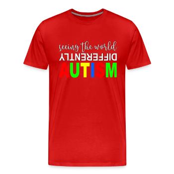 Autist, Autismus - T-shirt bio Premium Homme - rouge - Devant - Damien (186cm)