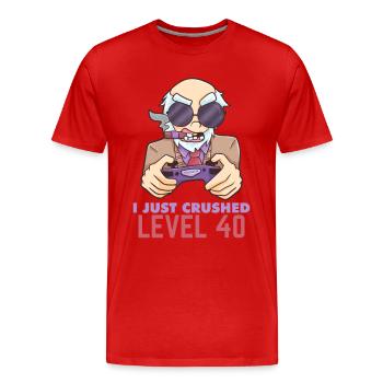 Level 40 Gaming Geburtstag Geschenk - Männer Premium Bio T-Shirt - Rot - Vorne - Damien (186cm)