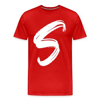 Santos S - Men's Premium Organic T-Shirt - red - Front - Damien (186cm)