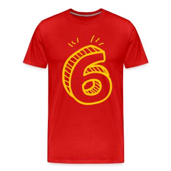 6 number 6 - Men's Premium Organic T-Shirt - red - Front - Damien (186cm)