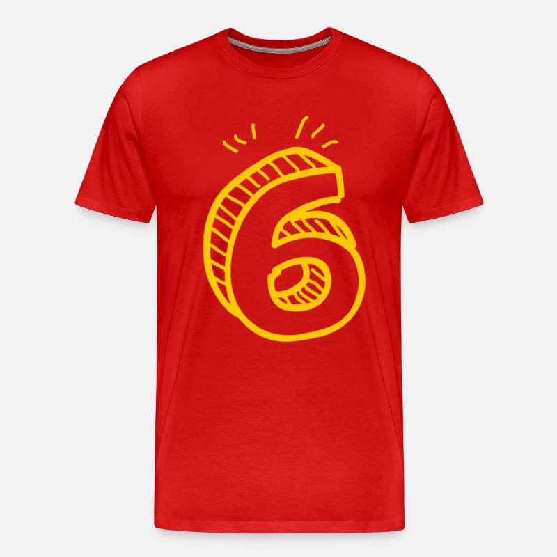 6 Nummer 6 - Männer Premium Bio T-Shirt - Rot