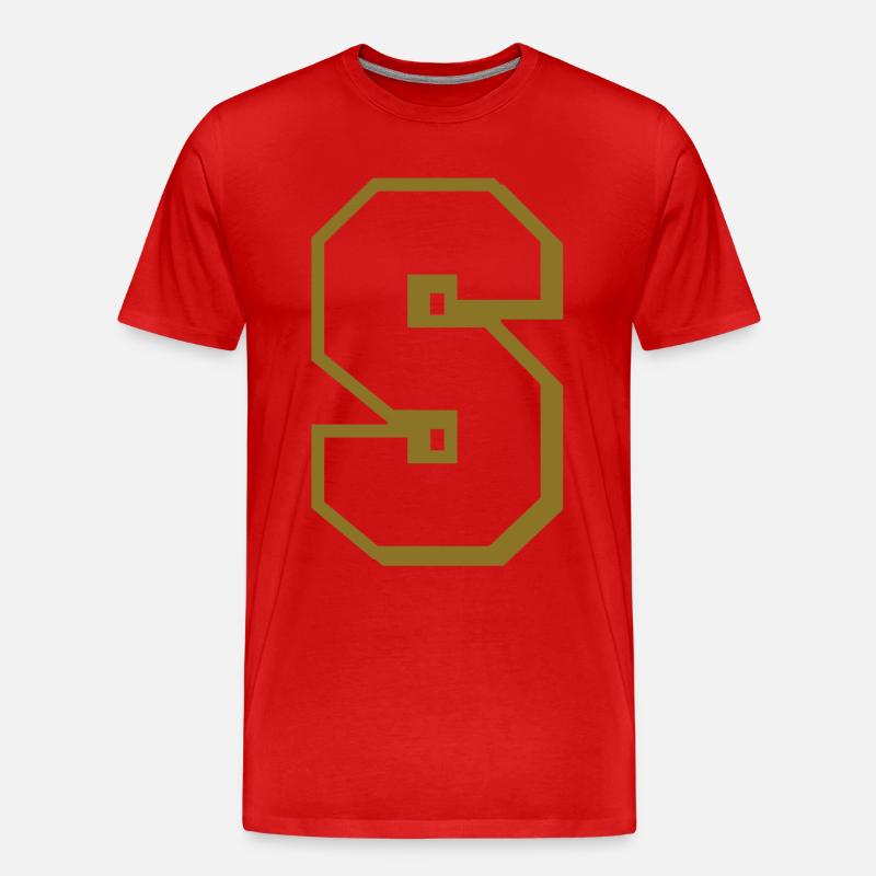 S - Buchstabe - Männer Premium Bio T-Shirt - Rot