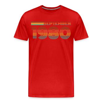 Vintage September 1980 41 Jahre Alt 41. Geburtstag - Männer Premium Bio T-Shirt - Rot - Vorne - Damien (186cm)