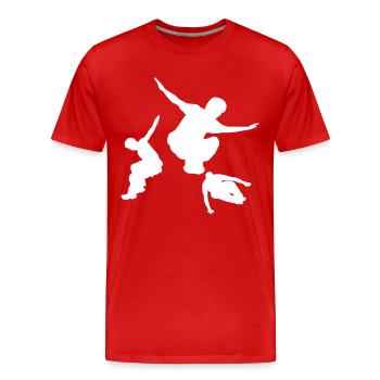 Parkour freerunning backflip silhouette acrobatie - T-shirt bio Premium Homme - rouge - Devant - Damien (186cm)