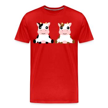 Kuh - Baby - Kalb - Kinder - Männer Premium Bio T-Shirt - Rot - Vorne - Damien (186cm)