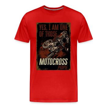 Cross moteur - T-shirt bio Premium Homme - rouge - Devant - Damien (186cm)