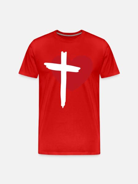 Cœur et croix - T-shirt bio Premium Homme - rouge