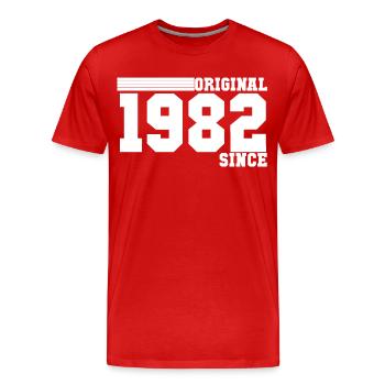 Vintage 1982 - Männer Premium Bio T-Shirt - Rot - Vorne - Damien (186cm)