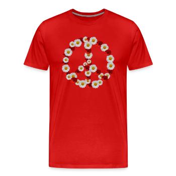 Peace love flower power hippie outfit - T-shirt bio Premium Homme - rouge - Devant - Damien (186cm)
