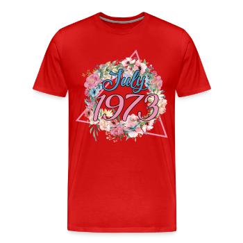 Blumenkranz im Juli 1973 - Männer Premium Bio T-Shirt - Rot - Vorne - Damien (186cm)