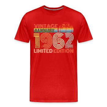 Vintage August 1962 gift idea - Men's Premium Organic T-Shirt - red - Front - Damien (186cm)
