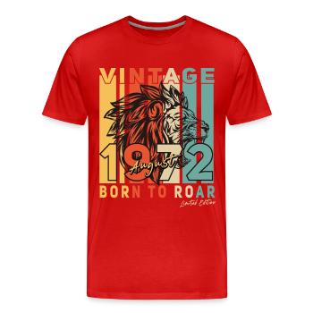 Lion August 1972 Vintage Gift - Men's Premium Organic T-Shirt - red - Front - Damien (186cm)