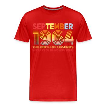 Born in September 1964 Vintage - Men's Premium Organic T-Shirt - red - Front - Damien (186cm)
