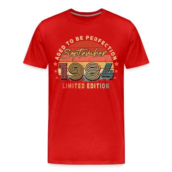 Vintage 1984 En Septembre Cadeau - T-shirt bio Premium Homme - rouge - Devant - Damien (186cm)