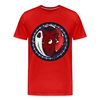 Koi Fisch - Männer Premium Bio T-Shirt - Rot - Vorne - Damien (186cm)