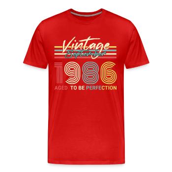 Né septembre 1986 Vintage - T-shirt bio Premium Homme - rouge - Devant - Damien (186cm)