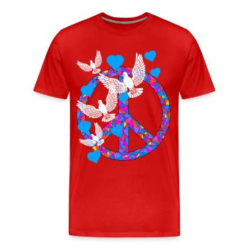 Peace Symbol Doves of Peace World Peace Peace - Men's Premium Organic T-Shirt - red - Front - Damien (186cm)