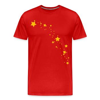 Gelbe Sterne - Männer Premium Bio T-Shirt - Rot - Vorne - Damien (186cm)