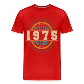 Né octobre 1975 Orginal Retro - T-shirt bio Premium Homme - rouge - Devant - Damien (186cm)