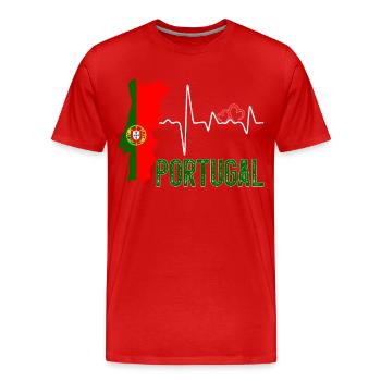 Portugal Flag Map Heartbeat for Portuguese Pride - T-shirt bio Premium Homme - rouge - Devant - Damien (186cm)