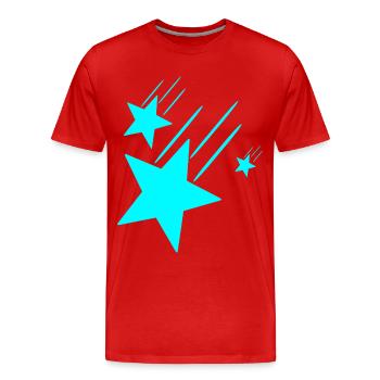 3 Türkisfarbende Sterne - Männer Premium Bio T-Shirt - Rot - Vorne - Damien (186cm)