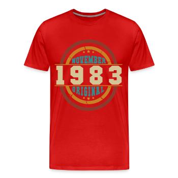 Geschenkidee November 1983 Vintage - Männer Premium Bio T-Shirt - Rot - Vorne - Damien (186cm)