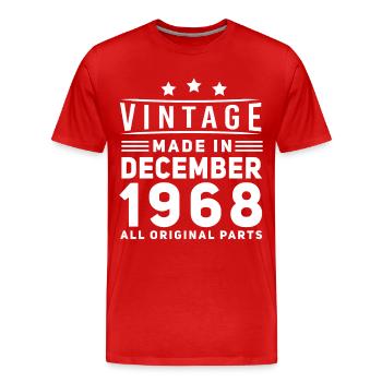Dezember 1968 Orginal Vintage - Männer Premium Bio T-Shirt - Rot - Vorne - Damien (186cm)