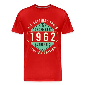 Original 1962 En Décembre Millésime - T-shirt bio Premium Homme - rouge - Devant - Damien (186cm)
