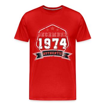 Né en décembre 1974 Retro - T-shirt bio Premium Homme - rouge - Devant - Damien (186cm)
