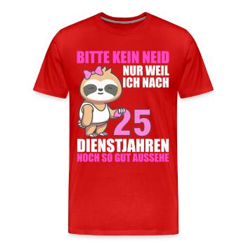 25 Jahre im Dienst 25 Jähriges Dienstjubiläum - Männer Premium Bio T-Shirt - Rot - Vorne - Damien (186cm)