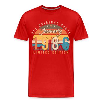 Born 1986 January Limited Retro - Men's Premium Organic T-Shirt - red - Front - Damien (186cm)