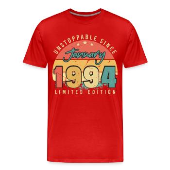 1994 Januar Geschenkidee Vintage - Männer Premium Bio T-Shirt - Rot - Vorne - Damien (186cm)