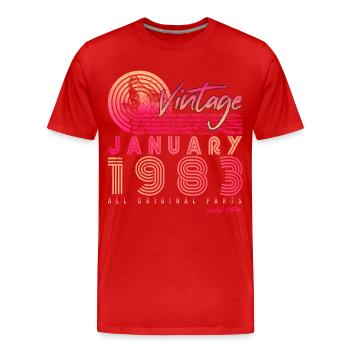 Geboren 1983 Im Januar Vintage - Männer Premium Bio T-Shirt - Rot - Vorne - Damien (186cm)