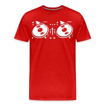 DJ Turntable - Männer Premium Bio T-Shirt - Rot - Vorne - Damien (186cm)