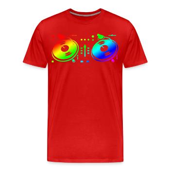 Turntable Disc Jockey - Men's Premium Organic T-Shirt - red - Front - Damien (186cm)