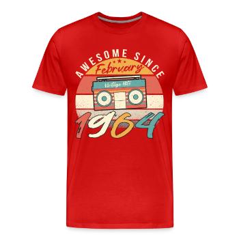 1964 Im Februar Vintage - Männer Premium Bio T-Shirt - Rot - Vorne - Damien (186cm)