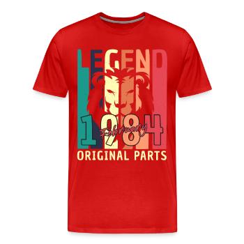 Né en février 1984 Lion Vintage - T-shirt bio Premium Homme - rouge - Devant - Damien (186cm)