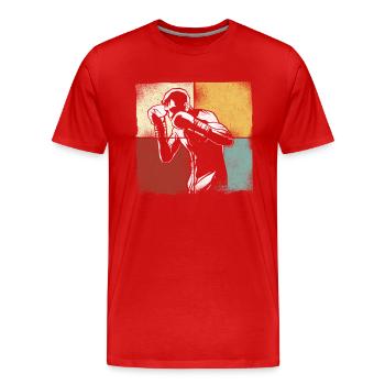 Boxe Rétro Vintage - T-shirt bio Premium Homme - rouge - Devant - Damien (186cm)