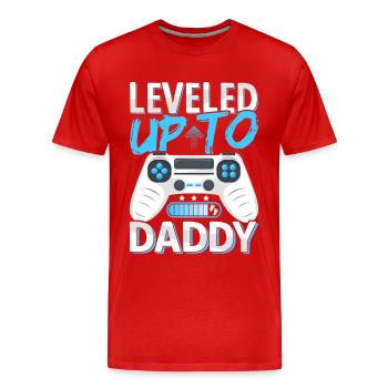 Chargement de papa à venir - Mis à niveau jusqu’à papa - T-shirt bio Premium Homme - rouge - Devant - Damien (186cm)